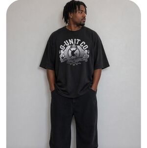G-Unit Co Heavyweight Black T White Graphics 2XL